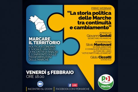 Al via i webinar del Pd Marche. Marcare il territorio, Politica, economia e sociale